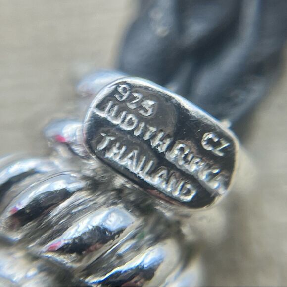 Judith Ripka Sterling Silver Braided Leather Bracelet with Heart Charm - Picture 6 of 6
